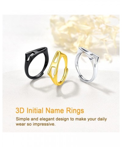 Initial Ring S925 Stamped Alphabet A-Z Stacking Ring Sterling Silver Sideways Statement Rings for Women Men, Adjustable Size ...