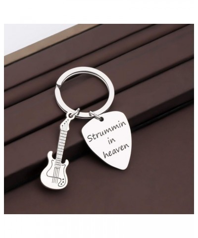 Memorial Guitar Keychain Music Memorial Guitar Pick Strummin In Heaven Keychain Stummin in Heaven K $10.36 Bracelets