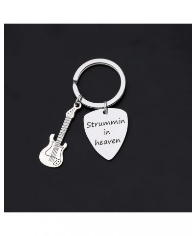 Memorial Guitar Keychain Music Memorial Guitar Pick Strummin In Heaven Keychain Stummin in Heaven K $10.36 Bracelets