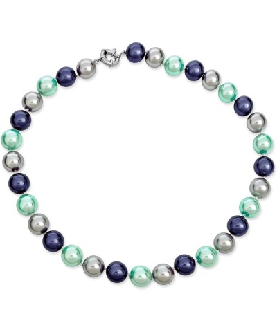 Black, White Brown Grey Blue Multi-Color Strand Long 10MM Simulated Pearl Necklace for Women 18, 20 Inch Blue 18 Inches $13.9...