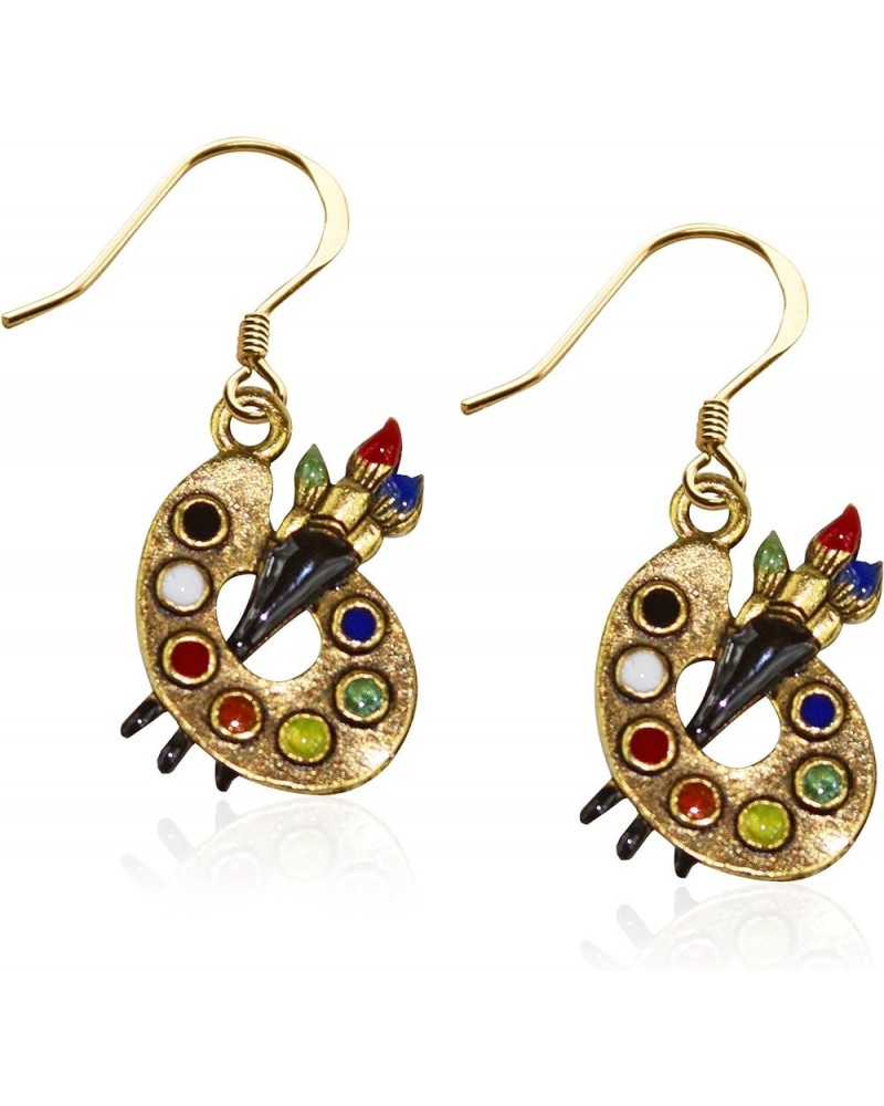 Hand Painted Artist Charm Earrings Collection | Handmade in USA | Gold or Silver Finish Artist Palette Gold $20.97 Earrings