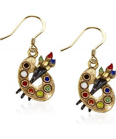 Hand Painted Artist Charm Earrings Collection | Handmade in USA | Gold or Silver Finish Artist Palette Gold $20.97 Earrings