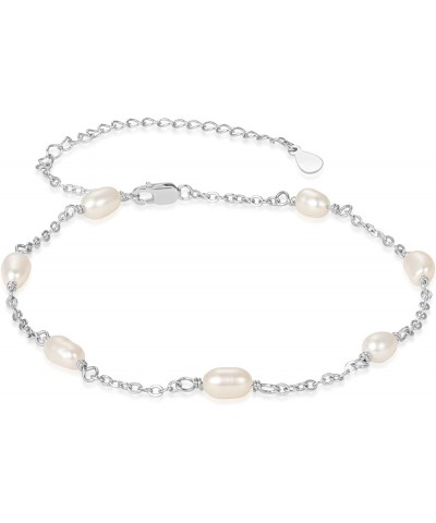 Anklet Barcelets for Women 925 Sterling Silver Anklets for Women AA-Pearl Anklet $19.76 Anklets