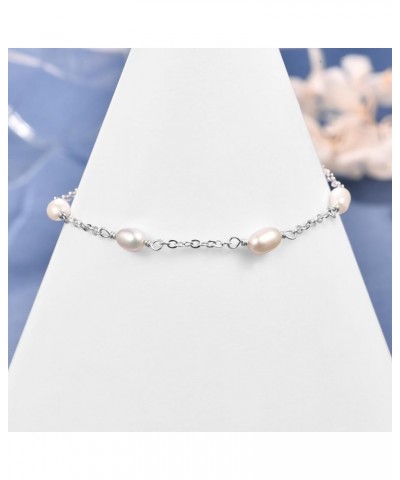 Anklet Barcelets for Women 925 Sterling Silver Anklets for Women AA-Pearl Anklet $19.76 Anklets