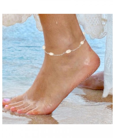 Anklet Barcelets for Women 925 Sterling Silver Anklets for Women AA-Pearl Anklet $19.76 Anklets