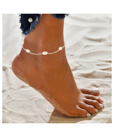 Anklet Barcelets for Women 925 Sterling Silver Anklets for Women AA-Pearl Anklet $19.76 Anklets