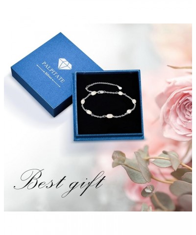 Anklet Barcelets for Women 925 Sterling Silver Anklets for Women AA-Pearl Anklet $19.76 Anklets