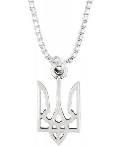 Sterling Silver Oxidized Ukraine Trident Symbol Charm Necklace $17.03 Necklaces