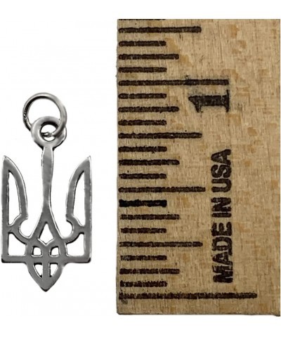 Sterling Silver Oxidized Ukraine Trident Symbol Charm Necklace $17.03 Necklaces