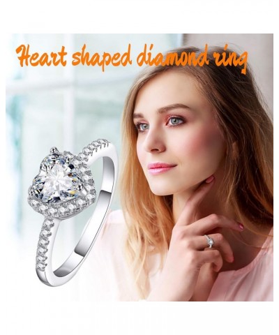 Women Heart Shaped Engagement Rings Inlaid Zircon Anniversary Rings Fashion Wedding Exquisite Jewelry (Purple, 9) A-B 7 $5.63...