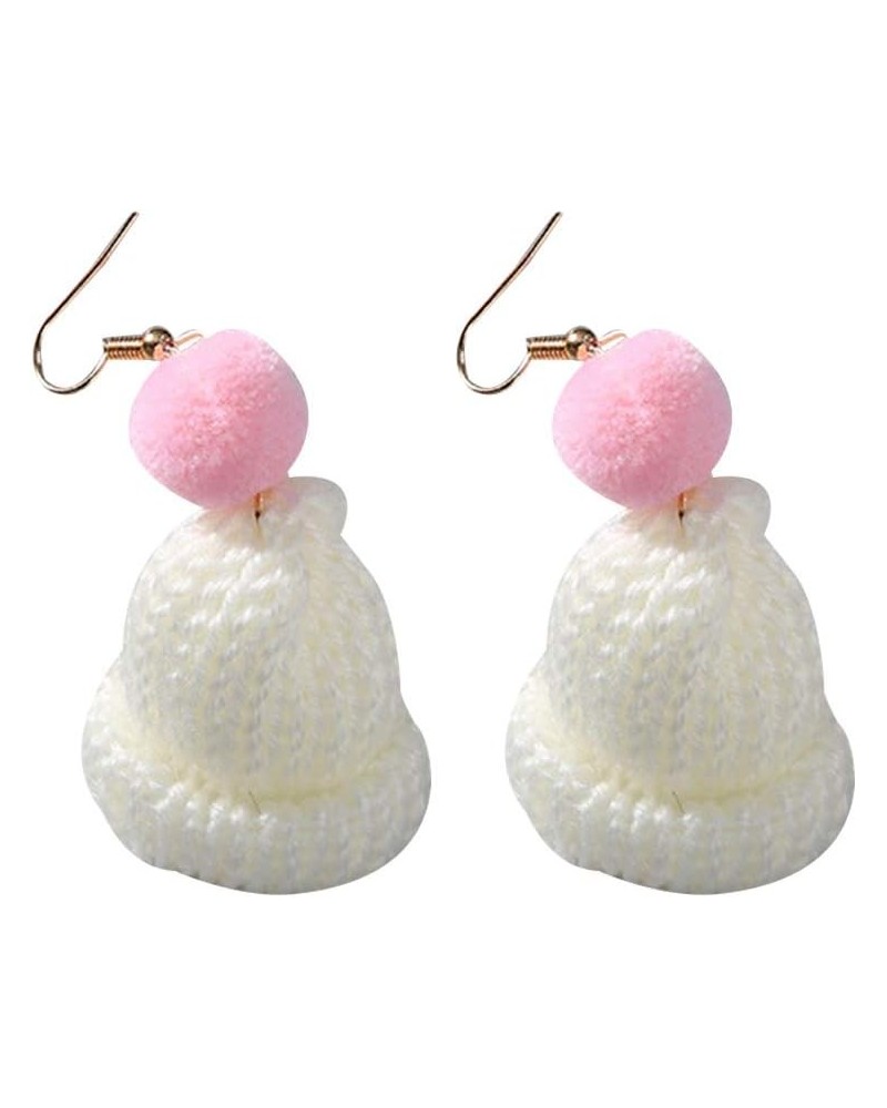 Christmas Earrings Sweet Women Pompom Beanie Hat Dangle Clip Hook Earrings Jewelry Gift White Earring White Earring $5.49 Ear...