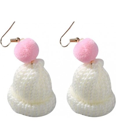 Christmas Earrings Sweet Women Pompom Beanie Hat Dangle Clip Hook Earrings Jewelry Gift White Earring White Earring $5.49 Ear...