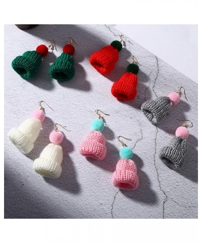 Christmas Earrings Sweet Women Pompom Beanie Hat Dangle Clip Hook Earrings Jewelry Gift White Earring White Earring $5.49 Ear...