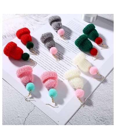 Christmas Earrings Sweet Women Pompom Beanie Hat Dangle Clip Hook Earrings Jewelry Gift White Earring White Earring $5.49 Ear...