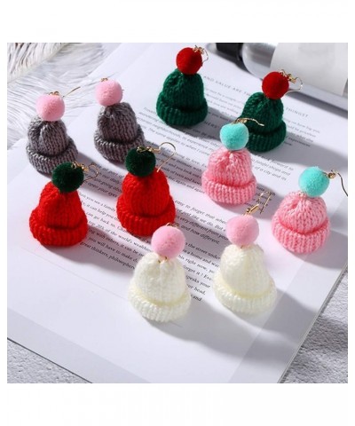 Christmas Earrings Sweet Women Pompom Beanie Hat Dangle Clip Hook Earrings Jewelry Gift White Earring White Earring $5.49 Ear...