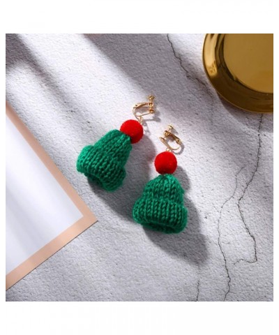 Christmas Earrings Sweet Women Pompom Beanie Hat Dangle Clip Hook Earrings Jewelry Gift White Earring White Earring $5.49 Ear...