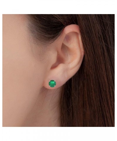 Round Shape Genuine Emerald Stud Earrings 14K Gold Earrings for Women/Platinum Earrings Grade-A | 3.50ct Platinum $1.00 Earrings