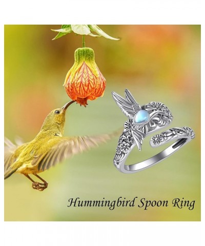 Hummingbird/Mushroom/Dragonfly/Sunflower Spoon Ring Sterling Silver Spoon Jewelry Gifts for Women Hummingbird8 $15.80 Rings