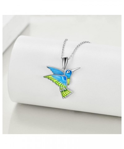 S925 Sterling Silver Bird Pendant Necklace with Flowers Gift for Women Hummingbird/Cardinal Yellowish Blue Hummingbird $22.00...