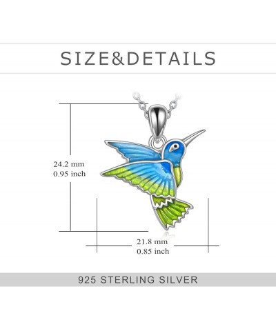 S925 Sterling Silver Bird Pendant Necklace with Flowers Gift for Women Hummingbird/Cardinal Yellowish Blue Hummingbird $22.00...