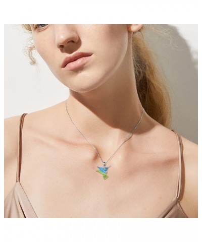 S925 Sterling Silver Bird Pendant Necklace with Flowers Gift for Women Hummingbird/Cardinal Yellowish Blue Hummingbird $22.00...