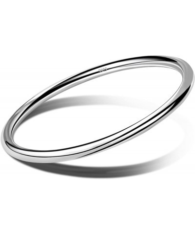 Solid 925 Sterling Silver Italian Handmade Minimalist 4MM Bracelet for Women's Charm Jewelry 60-65MM Bangle 1/2/3 Set Birthda...