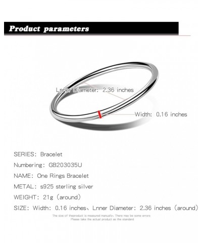 Solid 925 Sterling Silver Italian Handmade Minimalist 4MM Bracelet for Women's Charm Jewelry 60-65MM Bangle 1/2/3 Set Birthda...