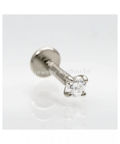 6mm-8mm Post 16G Labret Stud Solid 14Kt Yellow Gold/White Gold with Moissanite Gemstone sizes 2mm-3mm Internally Threaded - S...