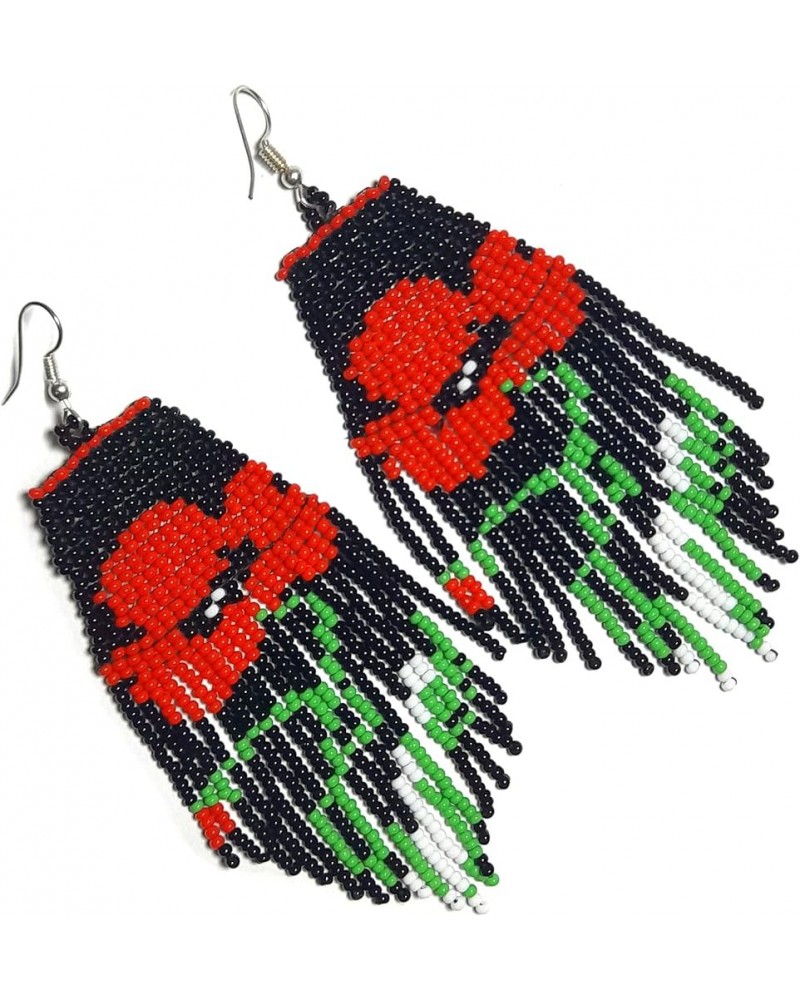 Handmade beaded native american style glass seed bead earrings Pendientes de cuentas nativas al estilo mexicano de artesanos ...