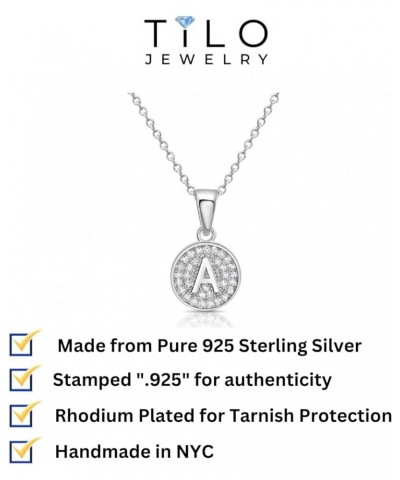 925 Sterling Silver Alphabet Letter Round Initial Pendant Necklace with Cubic Zirconia CZ Stones, Adjustable Chain Letter S $...