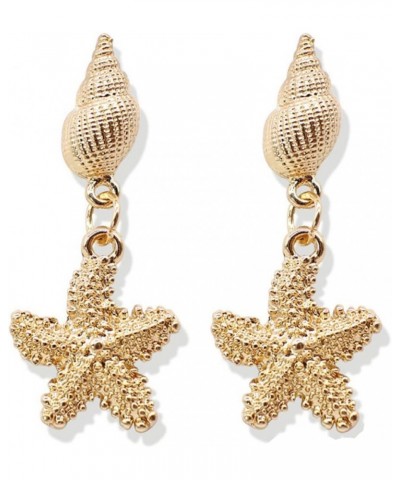 Sea Shell Earrings for Women Gold Starfish Earrings Asymmetric Starfish Pearl Shell Dangle Earrings for Women Girls Summer Be...