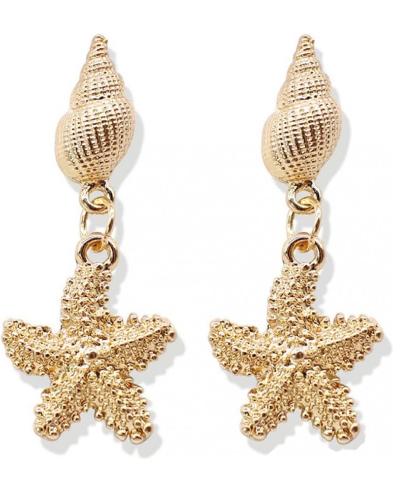 Sea Shell Earrings for Women Gold Starfish Earrings Asymmetric Starfish Pearl Shell Dangle Earrings for Women Girls Summer Be...