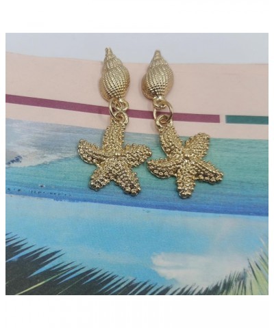 Sea Shell Earrings for Women Gold Starfish Earrings Asymmetric Starfish Pearl Shell Dangle Earrings for Women Girls Summer Be...