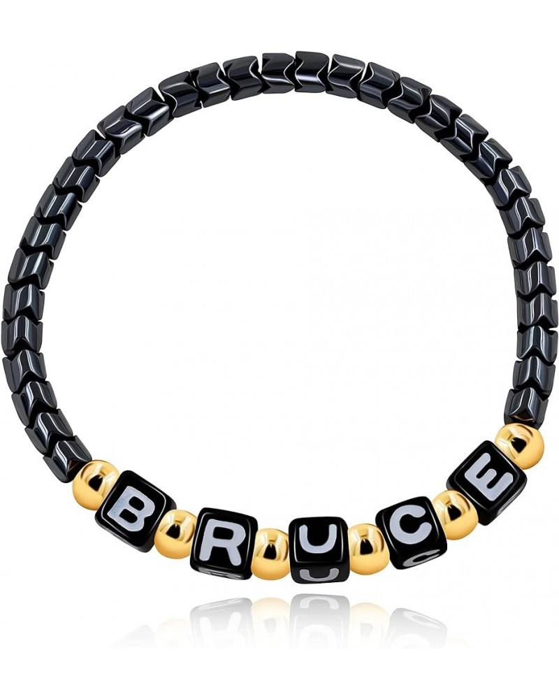 Personalized Custom Name Initial Letters Hematite Beads Bracelets for Women Men Best Friend Y1533 Black, Black Letter $8.31 B...