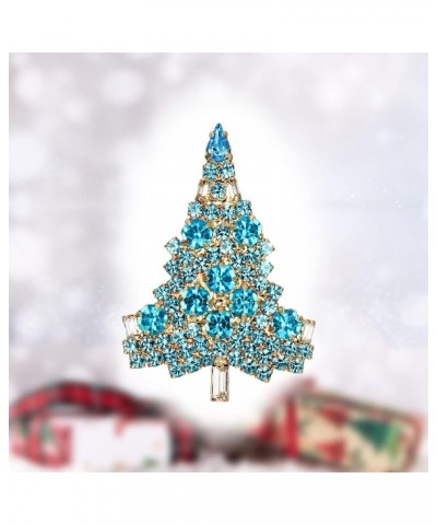 Women's Austrian Crystal Art Deco Daily Christmas Tree Brooch Sky Blue Gold-Tone $10.44 Brooches & Pins