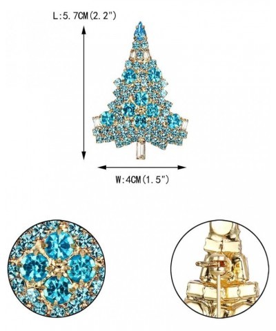 Women's Austrian Crystal Art Deco Daily Christmas Tree Brooch Sky Blue Gold-Tone $10.44 Brooches & Pins