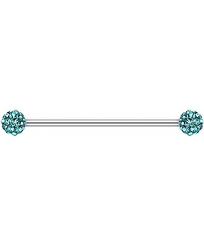 Multi-Sprinkle Dot Multi Gem Industrial Barbell 14 GA, L: 32mm, 6mm Ball Size, Teal $9.03 Body Jewelry