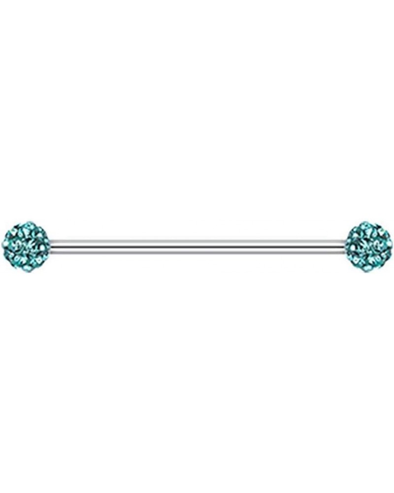 Multi-Sprinkle Dot Multi Gem Industrial Barbell 14 GA, L: 32mm, 6mm Ball Size, Teal $9.03 Body Jewelry