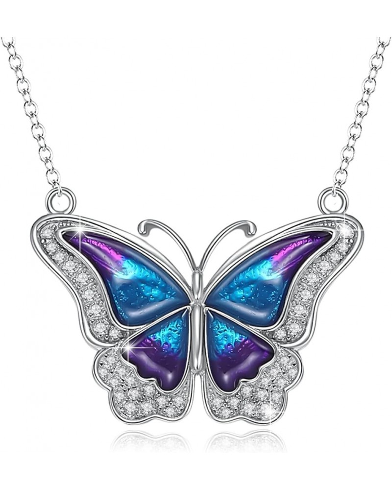 Butterfly Jewelry Butterfly Necklace for Women 925 Sterling Silver Abalone Shell/Moonstone/Opal/Black Dainty Butterfly Pendan...