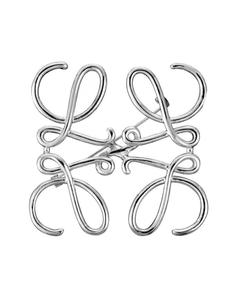 Lucky Chinese Style Brooch Pins Square-shaped Skeleton Silver Tone Brooches for Women Suit Brooch Pin Jewelry Scarf Buckle Sw...