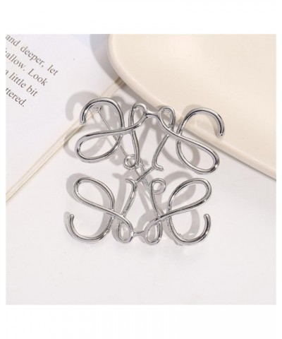 Lucky Chinese Style Brooch Pins Square-shaped Skeleton Silver Tone Brooches for Women Suit Brooch Pin Jewelry Scarf Buckle Sw...