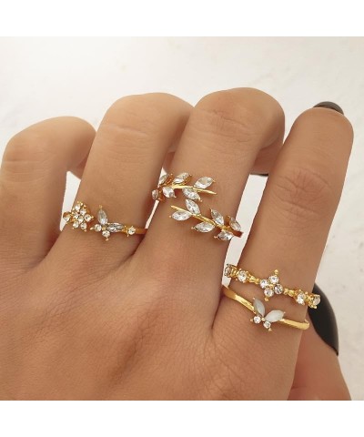 Boho Rings for Women Teen Girls,Gold Stacking Rings Set Vintage Knuckle Stackable Moon Star Snake Butterfly Heart Flower Leaf...