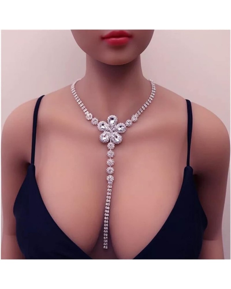 Sexy Backless Choker Stone Necklace for Women Lingerie Crystal Rhinestone Jewellery Jewelry Chain Festival Gift Girls (Main S...