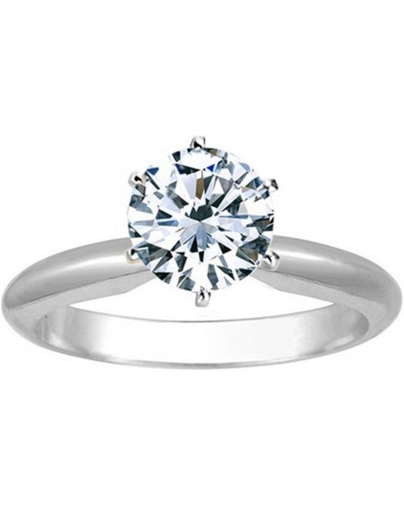 1/2 Carat Round Cut Diamond Solitaire Engagement Ring 14K White Gold 6 Prong (J, I2, 0.45 c.t.w) Very Good Cut 6.5 White Gold...