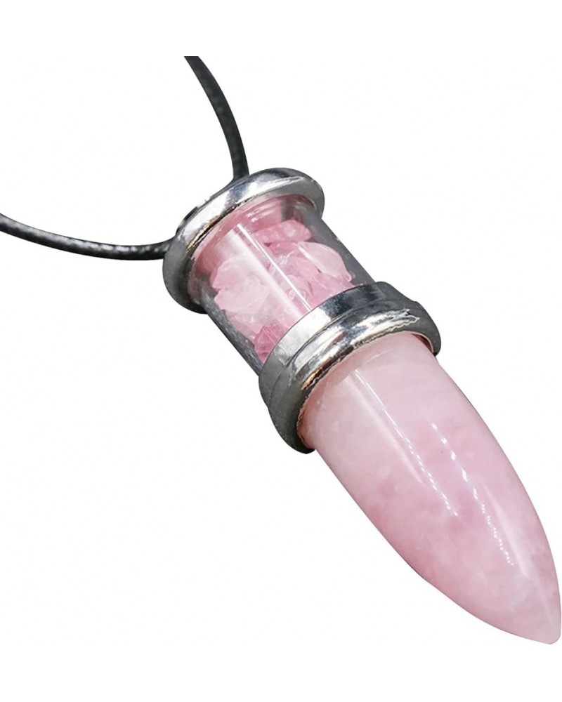 Healing Crystal Stone Necklace Adjustable Black Rope Natural Gemstone Pendant Necklaces Rose Quartz $6.59 Necklaces