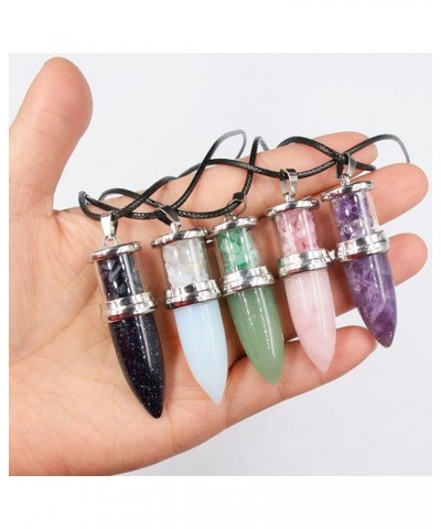 Healing Crystal Stone Necklace Adjustable Black Rope Natural Gemstone Pendant Necklaces Rose Quartz $6.59 Necklaces