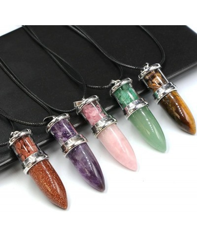 Healing Crystal Stone Necklace Adjustable Black Rope Natural Gemstone Pendant Necklaces Rose Quartz $6.59 Necklaces