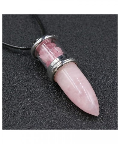 Healing Crystal Stone Necklace Adjustable Black Rope Natural Gemstone Pendant Necklaces Rose Quartz $6.59 Necklaces