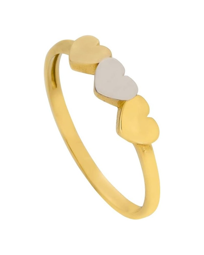 PORI 14K TWO-TONE 3 HEART RING for Women, Elegant Gift for Your Loved One, Gold Ring Jewelry to Express your Love, for Sister...