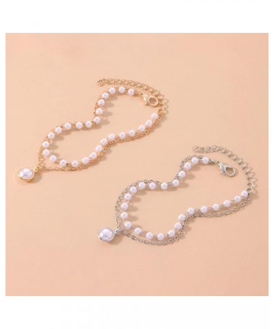 2Pcs Pearl Bracelets for Women Pearl Beaded Bracelets Stretch Pearl Bracelets Pearl Stackable Bracelets Dainty Pearl Bracelet...